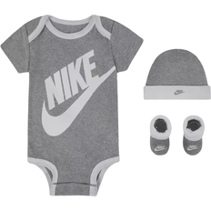 Nike Baby's Bodysuit Hat & Booties Box Set 3-piece - Dark Grey Heather