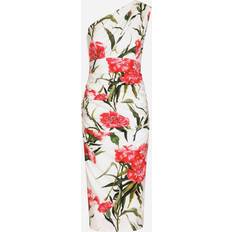 Dolce & Gabbana Carnation-print poplin one-shoulder dress