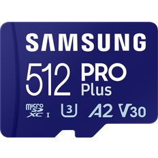 512 GB - USB Type-A Minneskort Samsung PRO Plus MicroSDXC UHS-I U3 V30 A2 130/180MB/s 512GB