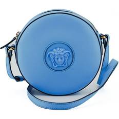 Versace Blåa Handväskor Versace Blue Calf Leather Round Disco Shoulder Bag