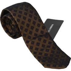 Dolce & Gabbana Herr Accessoarer Dolce & Gabbana Mens Black 100% Silk Square Print Wide Necktie Multicolour One