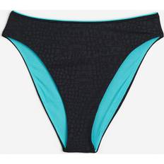 Speedo Dam Bikinis Speedo – Blå metallisk bikiniunderdel med hög midja och prägling-Svart/a