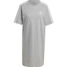 Adidas Dam - Långa ärmar Överdelar adidas Essentials 3-Stripes Single Jersey Boyfriend Tee Dress Grey Heather White