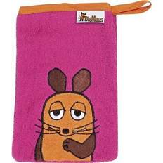 Playshoes Babyhanddukar Playshoes Unisex Kinder Frottee-Waschhandschuh Tvätthandske,18 Pink Maus,15x20 cm
