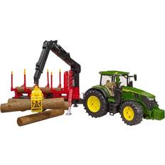 Bruder Plastleksaker Traktorer Bruder John Deere 7R 350 with Forestry Trailer & 4 Trunks 03154