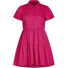 Bomull - Dam - Enfärgade - Knälånga klänningar City Chic Tier Shirt Dress - Pop Pink