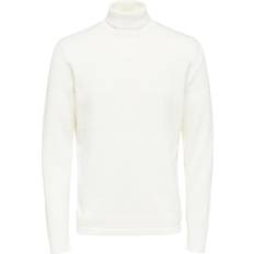 Selected Herr - Vita Tröjor Selected Knitted Turtleneck Blouse - White