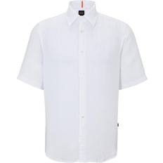 HUGO BOSS Rash Linen Short Sleeved Shirt White white