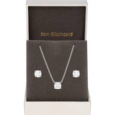 Halsband Jon Richard Rhodium Plated Cubic Zirconia Open Stone Set Gift Boxed