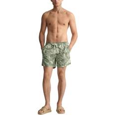 Herr Badbyxor Gant Classic Fit Tropical Leaf Pattern Swim Shorts - Kalamata Green
