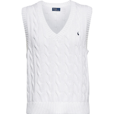 Polo Ralph Lauren Dam - L Tröjor Polo Ralph Lauren Cable-Knit Cotton Sweater Vest - White