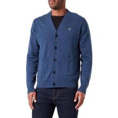 Gant Classic Cotton V-Neckline Cardigan - Dk Jeans Blue Melange