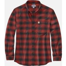 Carhartt Skjortor Carhartt Men's Mens Cotton Long Sleeve Plaid Flannel Shirt Red Ochre