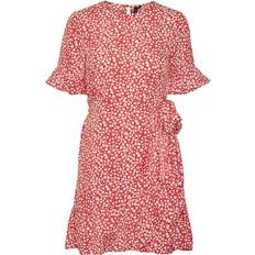 Blommiga - Korta klänningar - Röda Vero Moda Henna Short Dress - Red/Goji Berry