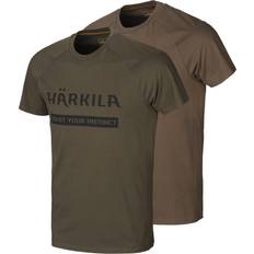 Härkila Logotyp T-shirt 2-pack Grön/mörkbrun