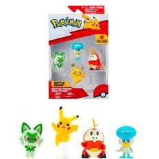 Pokémons Actionfigurer Jazwares Pokémon PKW3402 – Battle Figure Multipack – 4-pack med Pikachu, krokel, Kwaks, Felori, officiella detaljerade figurer, 5 cm vardera