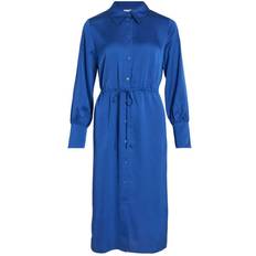 Blåa - Skjortklänningar Vila Långärmad Midi Skjortklänning Blå