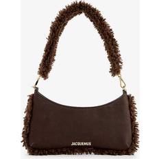 Jacquemus Dark Brown Le Bisou Shearling-trim Leather Shoulder bag