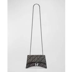 Balenciaga Xs Crush Quilted Cotton Chain Bag Black 01
