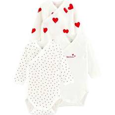 Ekologisk bomull Bodys Barnkläder MarMar Copenhagen Baby Heart Wrap Bodysuit 2-pack - White/Red (A00AZ00000)