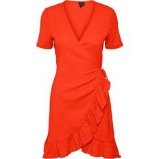 Enfärgade - Korta klänningar - Volanger Vero Moda Haya Short Dress - Orange/Spicy Orange