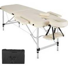 Massageprodukter tectake 2-zons massagebänk aluminium, stoppning väska beige