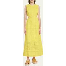 Ganni Dam - Långa klänningar Ganni Broderie anglaise cotton maxi dress yellow
