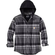 Carhartt Jackor Carhartt Men's Flannel Fleece Lined Hooded Shirt - Black