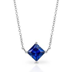 Elements Princess cut lab created sapphire necklace GN375L