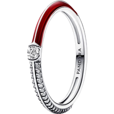 Pandora Ringar Pandora Me Pavé & Dual Ring - Silver/Red/Transparent