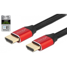 DeLock HDMI-kablar - Röda DeLock HDMI han ->