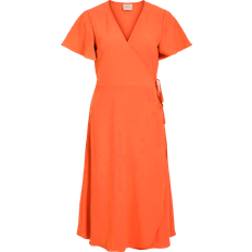 Vila Kortärmad Omlottklänning Orange