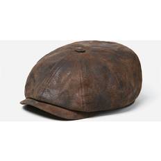 Skinn Kepsar Stetson Gubbkeps Flat cap Hatteras Newsboy Leather Flat Cap brun Storlek: 5859 cm