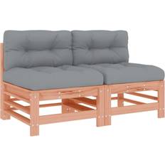 vidaXL natural douglas, middle Garden Chairs Armchairs with Cushions 2 Pine Modular Sofa