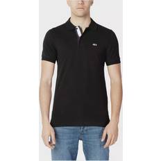Tommy Hilfiger Jeans – Svart t-shirt med korta ärmar, smal passform och knappsprund-Svart/a