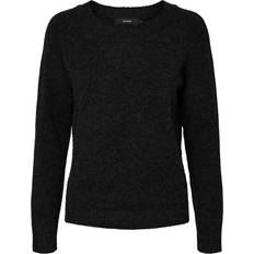 Vero Moda Dam - Stickad tröjor Vero Moda Doffy O-Neck Long Sleeved Knitted Sweater - Black