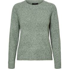 Vero Moda Dam - Stickad tröjor Vero Moda Doffy O-Neck Long Sleeved Knitted Sweater - Green/Laurel Wreath