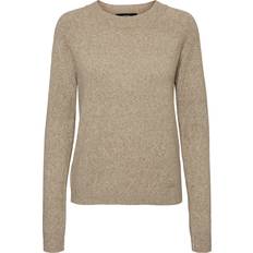 Vero Moda Dam - Stickad tröjor Vero Moda Doffy O-Neck Long Sleeved Knitted Sweater - Brown/Sepia Tint