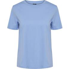 Bomull - Dam - Korta klänningar T-shirts Pieces Pcria T-shirt Blå