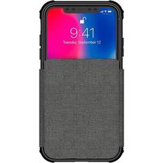 Ghostek Exec Leather Flip Card Holder Phone Case Designed for iPhone XR 2018 6.1 Inch Gray
