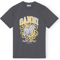 Ekologiskt material - Herr T-shirts Ganni Relaxed Cat T-shirt - Volcanic Ash