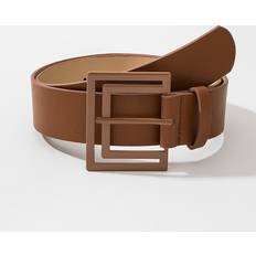 Shein Bruna Accessoarer Shein 1pc Women's Cut-out Painted Square Buckle Pu Leather Belt For Daily Wear, Suitable For Jumper And Trousers