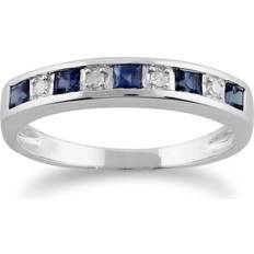 Gemondo Square light blue sapphire & diamond half eternity ring in 9ct white gold