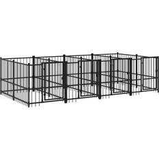vidaXL 388 193.5 100 Outdoor Dog Kennel Steel Puppy Crate Pet Cage Enclosure Multi