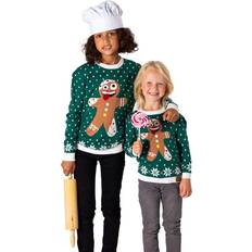 Jultröjor Barnkläder SillySanta Kid's Gingerbread Christmas Sweater - Green