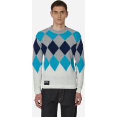 Moncler Cashmere - L Kläder Moncler FRGMT Argyle Wool and Cashmere Sweater Blue