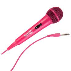 Rockjam Karaoke-mikrofon med en enkelriktad dynamisk mikrofon med tre meter sladd – rosa