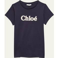 Chloé T-shirts Barnkläder Chloé Girls Navy Organic Logo Short Sleeves T-Shirt Years
