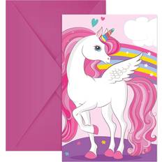 Barnkalas Grattiskort & Inbjudningskort Procos Unicorn Rainbow Inbjudningskort