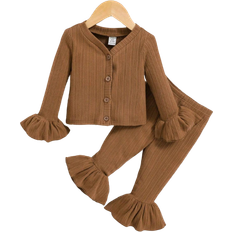 Övriga sets Barnkläder Shein Baby's Casual Knitted Long Pants Set 2-piece - Brown